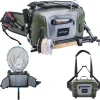 Goture Waterproof Fishing Waist Pack,IPX8 840D TPU Large Fishing Tackle Bag with Rod Holder,Airtight Zipper Closure,9L Fly Fishing Bag with Adjustable Strap,Sling Fishing Waist Bag,Fishing Fanny Pack