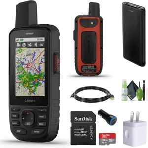 GPSMAP 67i Rugged Hiking GPS Premium Handheld inReach Satellite Technology, Two-Way Messaging, Interactive SOS, Mapping Bundle with Accessories
