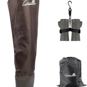 GREENWATER Hip Waders for Men Women with Boots Waterproof,2-Ply Bootfoot Hip Waders with Cleated for Fishing & Hunting