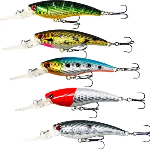 GuangWei 5PCS Fishing Lures Kit for Trout, Bass, Salmon, Walleye, Pike � Topwater Freshwater & Saltwater Baits with Realistic Action, Durable Tackle Gift for Anglers