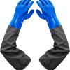 Haiou PVC Chemical Resistant , Long Rubber, Heavy Duty Waterproof Gloves for Chemical and Acid Work, 25 inches, Large-(Blue)