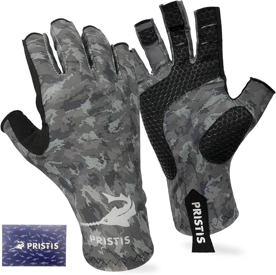 Half-Finger Fishing Gloves, UPF 50+ Breathable Quick Drying Fingerless Sun Gloves for Women Men, Fly Fishing Hunting Paddling Sailing Kayaking Hiking Canoeing Cycling