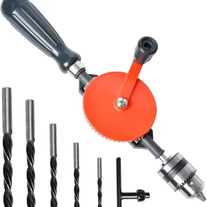 Hand Drill Akamino Powerful and Speedy Manual Hand Drill with Anti Slip Handle and S/S cast 5 Pieces Jaw Chucks for Wood Plastic Acrylic