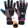 HANDLANDY Waterproof Insulated Work Gloves, 3M Thinsulate Thermal Winter Gloves for Men Women Touch Screen, Warm Ski Snowboard Cold Weather Gloves (Medium, Pink)