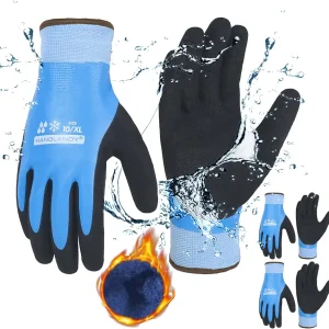 HANDLANDY Waterproof Work Gloves for Cold Weather, Insulated Winter Work Gloves with Grip for Men Women - 2 Pair