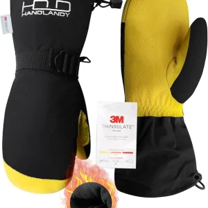 HANDLANDY Winter Snowboarding Mittens Men Women - Warm 3M Thinsulate Thermal Ski Mitten with Build-in Gloves