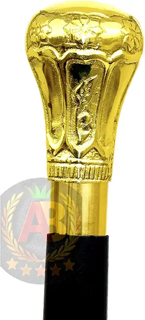 Handmade Vintage Art Design Walking Stick Cane Wood & Metal Men & Women Walking Canes Solid Wooden Shaft with Brass Handle Gifted Pieces All Time Seniors & Adults