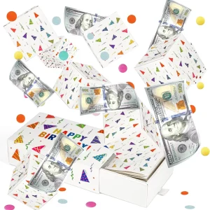 Happy Birthday Surprise Gift Box Explosion for Money, Money Gift Box Explosion with Confetti, Pop Out Money Gift Box, Money Box for Cash Gift, Cash Explosion Gift Box for Women Men Kids