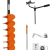 Hardware Lite E-Drill Combo, Cordless Nylon Ice Drill Auger 8" Dia. W/ICE Scoop Chipper/Universal Drill Adapter/Ice Fishing Rod Rack and 1 Set REPLACMENT Blades