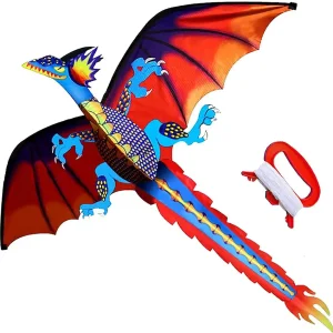 HENGDA KITE-Upgrade Classical Dragon Kite Stereoscopic Dragon Kites for Kids & Adults Easy to Fly for Beginner Easter 55inch x 62inch Single Line with Tail