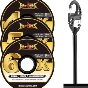 HERCULES Fly Fishing Tippet 3 Pack with Fly Tippet Holder, 55 Yards