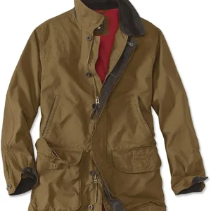 Heritage Field Coat for Men - Classic Waxed Mens Field Jacket with Pockets, Zip Front, Button-Closed Storm Flap