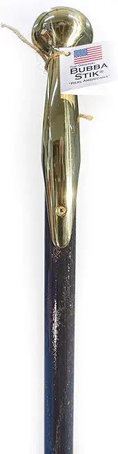Hiking Staff - Original Bubba Stik "Classic" Style Walking Stick with Brass Hame Handle. Made in Texas by Real Texans. (Ebony, 52" Tall)