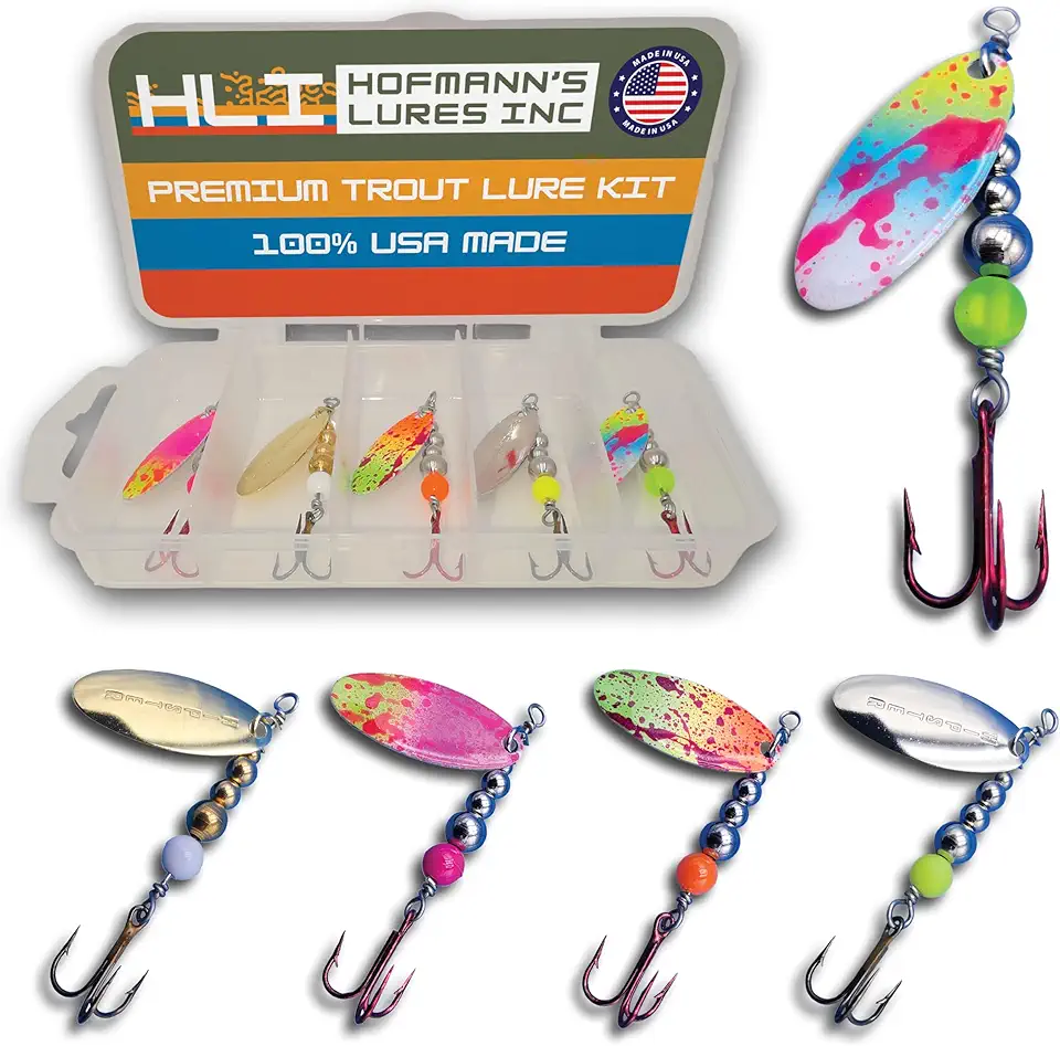 Hipster Pro Pack Handmade Inline Spinner Baits, Proven Trout Fishing Lures & Spinners, Trout Fishing Gear, Rooster Tail Style, 100% USA Made by Hofmann's Lures