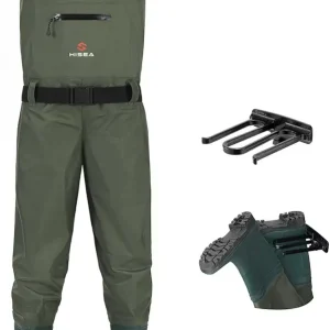 HISEA Bootfoot Chest Wader for Men Women 2-Ply Nylon/PVC Waterproof Mesh lining Fishing Hunting Waders with Boot Hanger