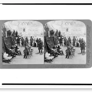 Historic Print, An Arctic Village - Eskimos among their topeks (tents) and snow-igloo (right), World's Fair, St. Louis, U.S.A., 16" x 20"