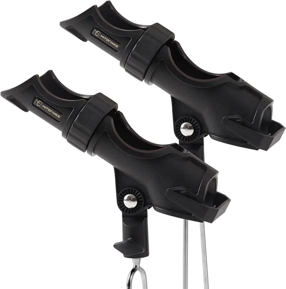 Hitorhike Pro Bank Fishing Rod Holder 2-Pack - 360� Tool-Free Adjustable with GentleGrip/PowerLock, Heavy-Duty Hands-Free Mount for Quick Shore Setup