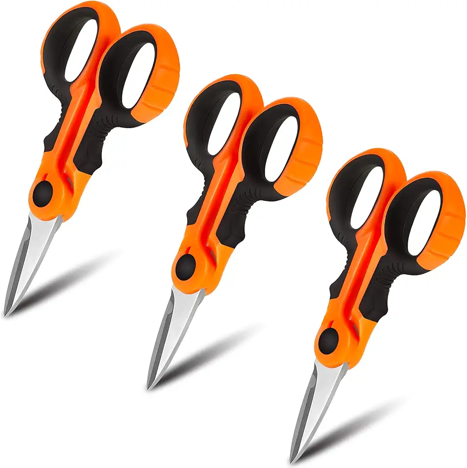Honoson 3 Pcs Fishing Scissors Braided Line Cutters Fishing Heavy Duty 3cr13 Non Slip Serrated Edge Scissors Saltwater Freshwater Braid Multi Function Cutter for Trimming (Orange)