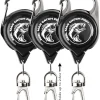 HOOK-EZE Fly Fishing Zinger Retractor for Anglers Vest, Pack of 3 - Fishing Gear and Equipment for Nippers, Forceps, Fly Float Ant, Belt Loops & Backpack