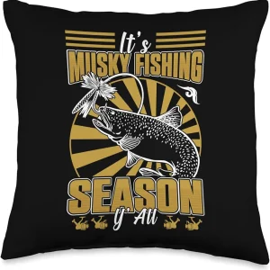 Hunter Musky Fisherman Lure Fly Fishing Muskellunge Throw Pillow, 16x16, Multicolor