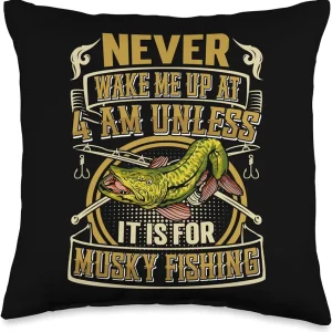 Hunter Musky Fisherman Lure Fly Fishing Muskellunge Throw Pillow, 16x16, Multicolor