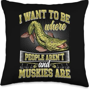 Hunter Musky Fisherman Lure Fly Fishing Muskellunge Throw Pillow, 16x16, Multicolor
