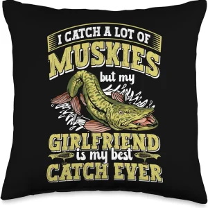 Hunter Musky Fisherman Lure Fly Fishing Muskellunge Throw Pillow, 16x16, Multicolor