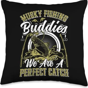 Hunter Musky Fisherman Lure Fly Fishing Muskellunge Throw Pillow, 16x16, Multicolor