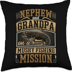 Hunter Musky Fisherman Lure Fly Fishing Muskellunge Throw Pillow, 18x18, Multicolor