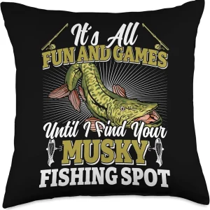 Hunter Musky Fisherman Lure Fly Fishing Muskellunge Throw Pillow, 18x18, Multicolor
