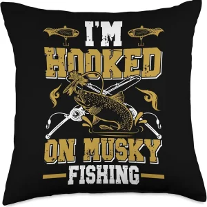 Hunter Musky Fisherman Lure Fly Fishing Muskellunge Throw Pillow, 18x18, Multicolor
