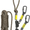 Hunting Safety Rope 30ft with Two Prusik Knots and Carabiners for Hunters to Climb Tree Stands to Hang Ladder Stands or Bow Lifelines to Prevent Falls While Hunting on Stands.