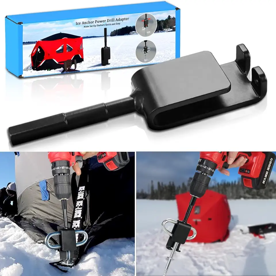 Ice Anchor Power Drill Adapter for Ice Fishing Shelter, Ice Anchor Adapter for Ice Tent, Ice Fishing Accessories, Ice Shelter Accessories