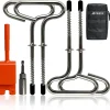 Ice Anchor Tool Kit, Ice Fishing Tent Stakes Nails with Drill Adapter, Stainless Steel Augers Accessories Set, Threaded Gear Equipment with Protective Bag for Setting Up Camping Shelter Shanty