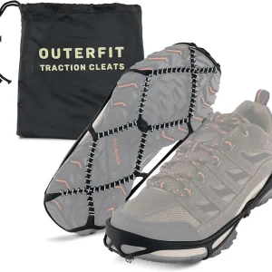 Ice Cleats for Shoes and Boots Men and Women, Overshoe Non-Slip Crampons with Zinc Coated Steel Coils, Shoe Spikes for Snow and Ice, Snow Cleats, Ice Grips for Hiking, Fishing, Walking