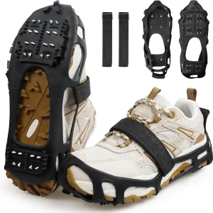 Ice Cleats for Shoes and Boots Walk Traction Crampons for Snow and Ice Anti Slip 24 Studs Ice Snow Grippers for Women Men Kids Winter Hiking Climbing Ice Fishing Gear
