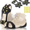 Ice Cleats Snow Grips, Non-Slip Traction Crampons 10 Steel Studs with Extra 20 Replacement Studs, for Shoes/Boots, Snow Ice Walking