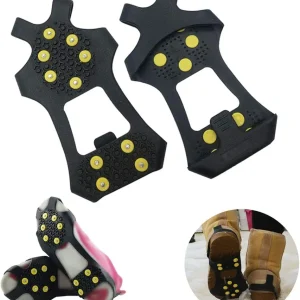 Ice Cleats Snow Traction Cleats Crampons for Shoe and Boots Non-Slip Overshoe for Walking on Snow and Ice Rubber Walking Cleats Anti Slip Crampons