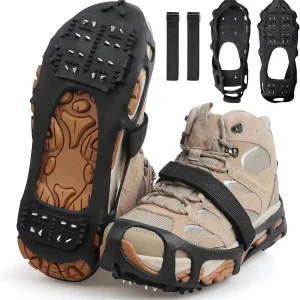 Ice Cleats Snow Traction Cleats Crampons for Walking on Snow and Ice,Non-Slip Overshoe Grippers Anti Slip Footwear for Shoes and Boots