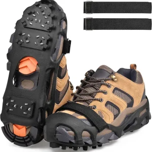 Ice Cleats Snow Traction Cleats,Crampons Ice Cleats for Shoes and Boots Men Women,Non Slip Ice Shoes Grippers Walk Traction Cleats 28 Studs for Snow Ice Hiking Walking Fishing