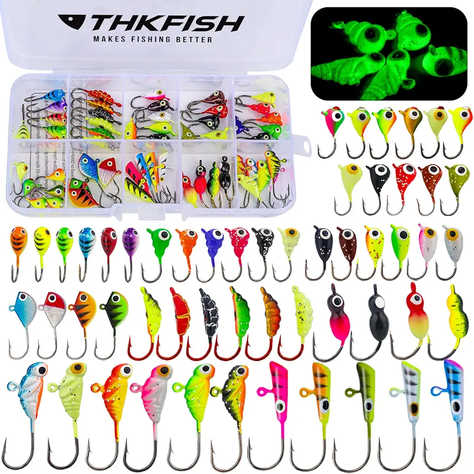Ice Fishing Jigs Kit Ice Fishing Lures for Walleye Perch Jigs Heads for Ice Fishing Tackle Panfish Crappie Jigs 50PCS/31PCS