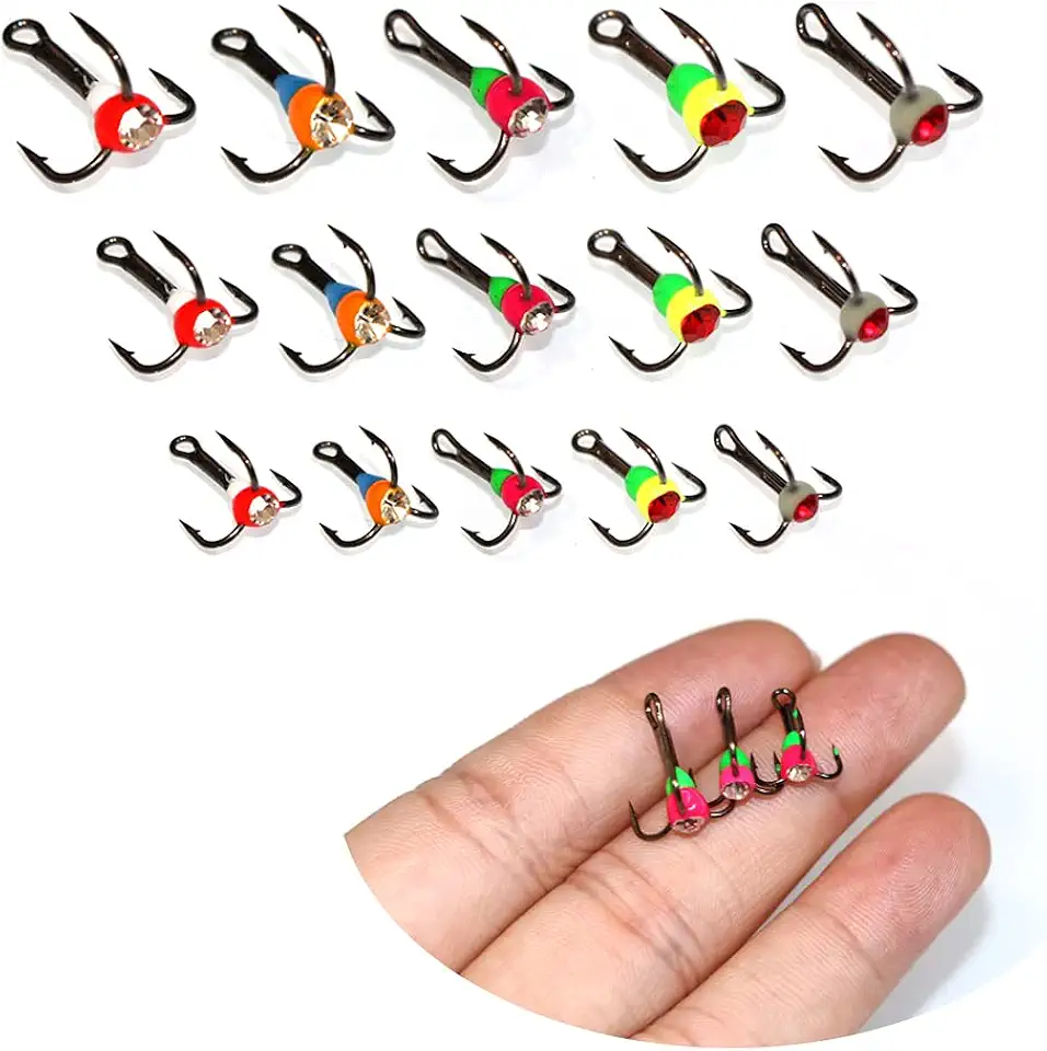 Ice Fishing Jigs with Treble Hooks Lead Jig Hooks Winter Metal Lures