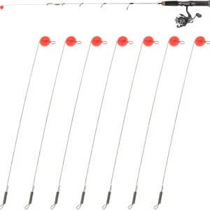 Ice Fishing Red Spring Bobber Stops Stainless Steel Fishing Wire with Red Beads