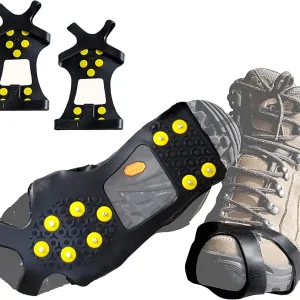Ice Snow Traction Cleats - Lightweight Crampon Cleats for Walking on Snow & Ice - Anti Slip Grippers Fasten Quickly & Easily Over Footwear - Protable Grips for Shoes and Boots