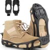 Ice Snow Traction Cleats Crampons, 28 Teeth Snow Spikes for Shoes and Boots, Rubber Anti Slip Ice Snow Grippers, Ice Cleats for Walking On Snow and Ice, Hiking, Climbing
