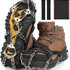 Ice Trekkers for Boots - Crampons Ice Cleats Traction Snow Grips for Boots Shoes with 23 Stainless Steel Spikes Anti Slip for Walking,Hiking,Climbing,Fishing and Mountaineering
