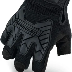 IEXT-FIBLK-03-M Tactical Fingerless Impact Glove Black, Medium