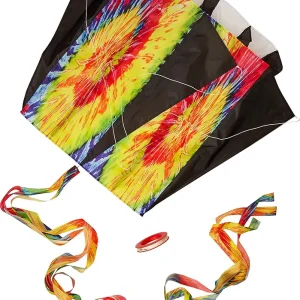 In the Breeze 2979 � 7.5 Tie Dye Black Air Foil Kite, Easy Flying, Single-Line Travel Kite, Beginner to Intermediate Skill Levels