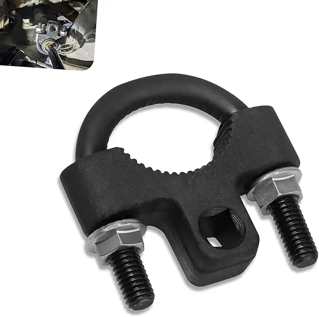 Inner Tie Rod Tool, Steering Gear Rudder Stock Multi-function Wrench, U-shaped Tooth Anti-slip Structure Steering Gear Ball Head Inner Rocker Disassembly Tools, Universal for Cars (Black)