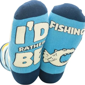 InnoBeta Fishing Gifts for Men, Fishing Theme Gifts for Fishing Lover, One Size Crew Socks, I'd Rather Be Fishing